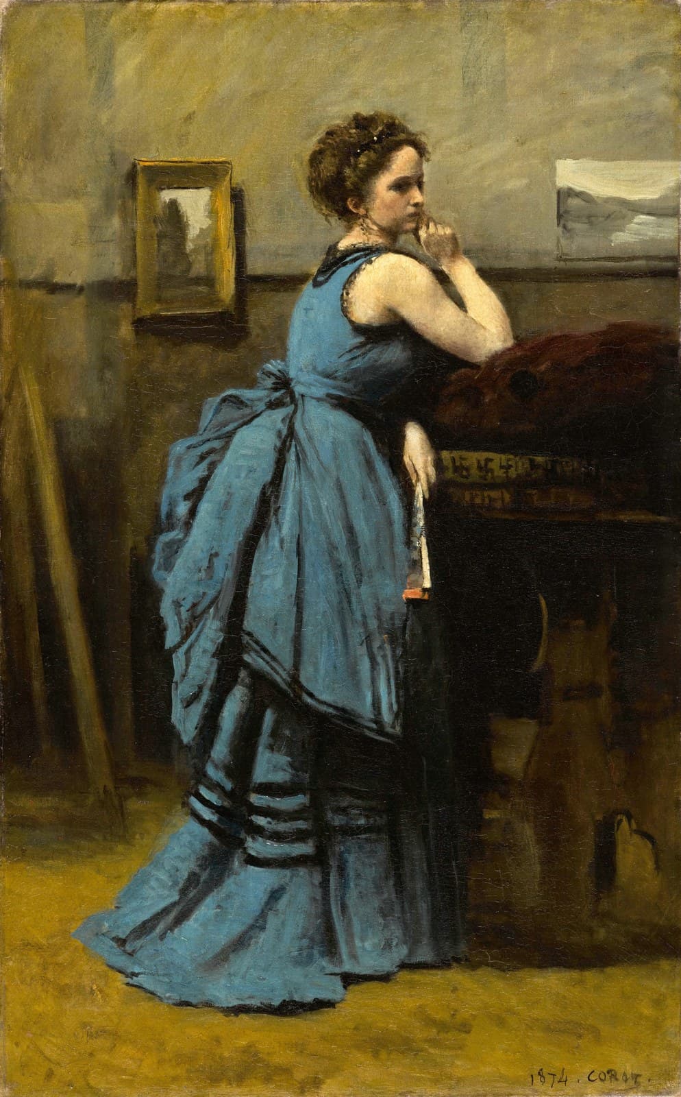 French:  La dame en bleuLady in Bluetitle QS:P1476,fr:"La dame en bleu"label QS:Lfr,"La dame en bleu"label QS:Lit,"Donna in blù"label QS:Lde,"Frau in Blau"label QS:Len,"Lady in Blue" — Camille Corot