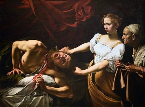 Italian:  Giuditta e Oloferne Judith Beheading Holofernestitle QS:P1476,it:"Giuditta e Oloferne "label QS:Lit,"Giuditta e Oloferne "label QS:Les,"Judit decapitando a Holofernes"label QS:Leu,"Judith eta Holofernes"label QS:Lca,"Judit decapitant Holofernes"label QS:Lde,"Judith enthauptet Holofernes"label QS:Llmo,"Sgiuditta e Oloferen"label QS:Lhy,"Հուդիթ և Հողոփեռնես"label QS:Lzh,"猶迪割下赫羅弗尼斯的頭顱"label QS:Ltr,"Holofernes'in Boynunun Yudit Tarafından Vurulması"label QS:Lja,"ホロフェルネスの首を斬るユーディット"label QS:Larz,"جوديث بقطع هولوفرنيس"label QS:Lhe,"יהודית והולופרנס"label QS:Lavk,"Giuditta is Oloferne (trutca ke Caravaggio)"label QS:Lfi,"Judit leikkaa Holoferneen pään irti"label QS:Leo,"Judit Senkapiganta Holofernon"label QS:Lfr,"Judith décapitant Holopherne"label QS:Lhr,"Judita odrubljuje glavu Holofernu"label QS:Lpt,"Judite decapitando Holofernes"label QS:Lsl,"Judita obglavi Holoferna"label QS:Lmk,"Јудита го обезглавува Холоферн (Караваџо)"label QS:Lth,"ยูดิธตัดศีรษะโฮโลเฟอร์เนส (การาวัจโจ)"label QS:Lpl,"Judyta odcinająca głowę Holofernesowi"label QS:Luk,"Юдита й Олоферн"label QS:Lnl,"Judith onthoofdt Holofernes"label QS:Lru,"Юдифь, обезглавливающая Олоферна"label QS:Lfa,"جودیت سر بریدن هولوفرنس (کاراواجو)"label QS:Lsv,"Judit och Holofernes"label QS:Lsh,"Judita odrubljuje glavu Holofernu"label QS:Len,"Judith Beheading Holofernes"label QS:Lar,"يهوديت تقطع رأس هولوفيرنوس (كارافاجيو)"label QS:Lbr,"Judit ha Holofern"label QS:Lcs,"Judita a Holofernes" — Caravaggio