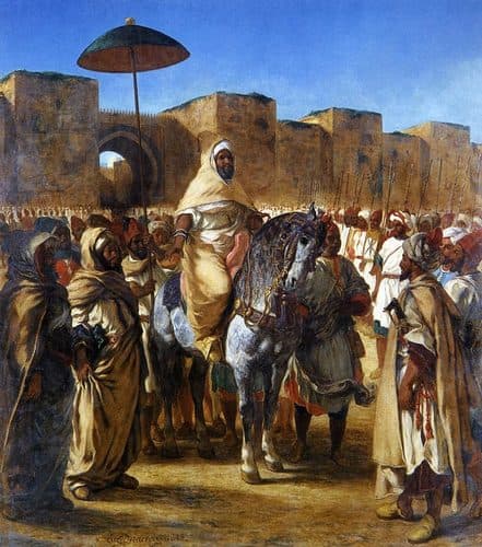 French:  Moulay Abd-er-Rahman, Sultan du Maroc, sortant de son palais de Meknes, entouré de sa garde et de ses principaux officiers.Muley-Abd-Err-Rahmann, sultan du Maroc sortant de son palais de Mequineztitle QS:P1476,fr:"Moulay Abd-er-Rahman, Sultan du Maroc, sortant de son palais de Meknes, entouré de sa garde et de ses principaux officiers."label QS:Lfr,"Moulay Abd-er-Rahman, Sultan du Maroc, sortant de son palais de Meknes, entouré de sa garde et de ses principaux officiers."label QS:Lde,"Moulay Abd-er-Rahman umgeben von seinen Leibwächtern und Prinzen" — Eugène Delacroix