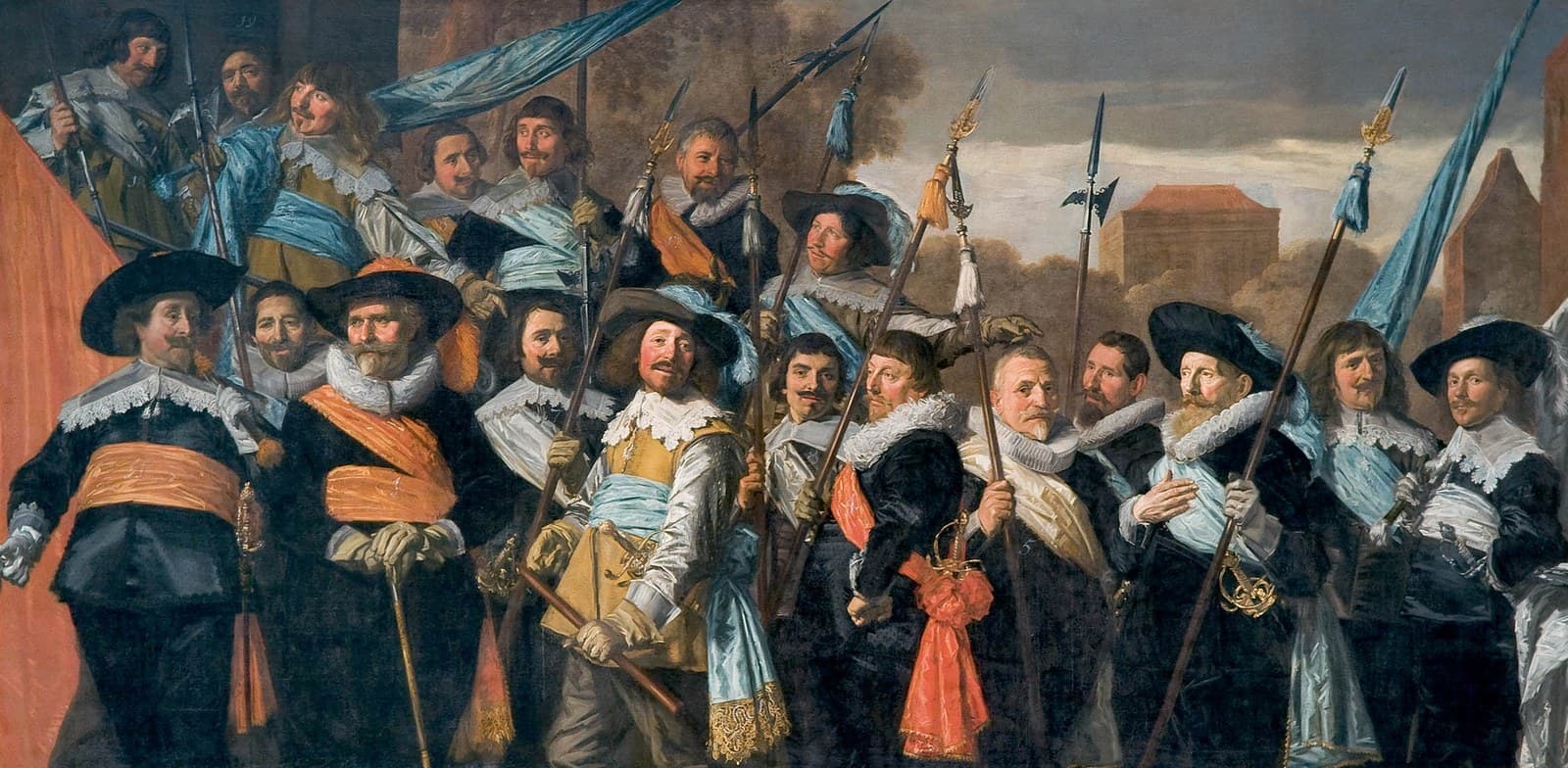 Group portrait of officers and sub-alterns of the Civic Guard in Haarlem title QS:P1476,en:"Group portrait of officers and sub-alterns of the Civic Guard in Haarlem "label QS:Len,"Group portrait of officers and sub-alterns of the Civic Guard in Haarlem "label QS:Lsl,"Častniki čete milice sv. Jurija leta 1639"label QS:Lja,"1639年の聖ゲオルギウス市民警備隊士官の宴会"label QS:Lde,"Offiziere der St. Georgs Schützenbruderschaft 1639"label QS:Lfr,"compagnie de la milice bourgeoise des mousquetaires de Haarlem 1639"label QS:Lnl,"Officieren en onderofficieren van de St. Jorisdoelen, Haarlem" — Frans Hals