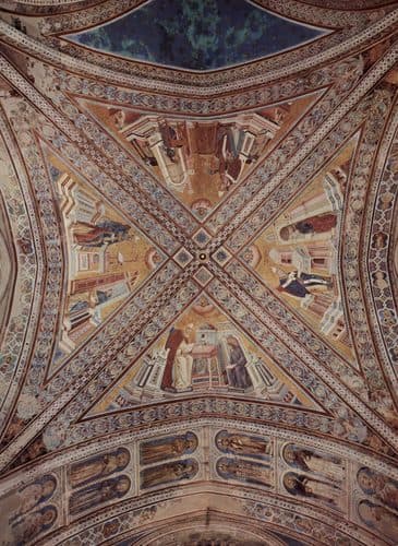 Freskenzyklus zum Leben des Hl. Franziskus von Assisi, hier: Gewölbe im Gang — Giotto