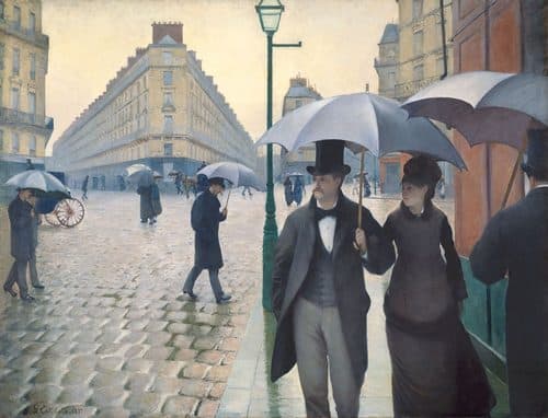 French: Rue de Paris, temps de pluie
                       Paris Street in Rainy Weather — Gustave Caillebotte
