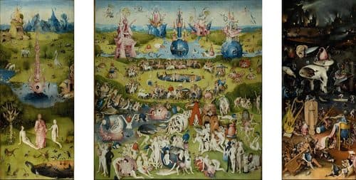 The Garden of Earthly Delights title QS:P1476,en:"The Garden of Earthly Delights "label QS:Len,"The Garden of Earthly Delights "label QS:Les,"El jardín de las delicias"label QS:Lhu,"Gyönyörök kertje"label QS:Leu,"Atseginen baratzea"label QS:Last,"El xardín de les delicies"label QS:Lru,"Сад земных наслаждений"label QS:Lde,"Der Garten der Lüste"label QS:Lbe,"Сад зямных асалодаў"label QS:Lfa,"باغ لذت دنیوی"label QS:Lbg,"Градината на земните удоволствия"label QS:Lda,"Lysternes have"label QS:Ltr,"Zevk Bahçesi"label QS:Lja,"快楽の園"label QS:Lhe,"גן התענוגות הארציים"label QS:Lel,"Ο κήπος των επίγειων απολαύσεων"label QS:Lsv,"Lustarnas trädgård"label QS:Lka,"ტკბობის ბაღი"label QS:Luk,"Сад земних насолод"label QS:Lla,"Libidinum horti"label QS:Lzh-hant,"人間樂園"label QS:Lzh-cn,"人间乐园"label QS:Lfi,"Maallisten ilojen puutarha"label QS:Lca,"El jardí de les delícies"label QS:Leo,"La ĝardeno de la delicoj"label QS:Lhr,"Vrt naslade"label QS:Lit,"Trittico del Giardino delle delizie"label QS:Lmk,"Градина на земските наслади"label QS:Lfr,"Le Jardin des délices"label QS:Larz,"حديقه المباهج الارضيه"label QS:Let,"Maiste naudingute aed"label QS:Lsh,"Vrt naslade"label QS:Lgd,"An Garradh Thlachdan Talmhaidh"label QS:Lzh-tw,"人間樂園"label QS:Lko,"세속적인 쾌락의 정원"label QS:Lvi,"Khu vườn lạc thú trần tục"label QS:Lpt,"O Jardim das Delícias Terrenas"label QS:Lzh,"人間樂園"label QS:Llv,"Pasaulīgo baudu dārzs"label QS:Laf,"Tuin van Wellus"label QS:Lsr,"Врт уживања"label QS:Lsl,"Vrt zemeljskih naslad"label QS:Laz,"Dünyəvi zövqlər bağı"label QS:Lhy,"Հաճույքների պարտեզը"label QS:Lzh-sg,"人间乐园"label QS:Lid,"Taman Kenikmatan Duniawi"label QS:Lpl,"Ogród ziemskich rozkoszy"label QS:Lnb,"Lystenes hage"label QS:Lnl,"De tuin der lusten"label QS:Lcy,"Gardd y Pleserau Daearol"label QS:Lro,"Grădina deliciilor"label QS:Lzh-hk,"人間樂園"label QS:Lzh-hans,"人间乐园"label QS:Lgl,"O xardín das delicias"label QS:Lar,"حديقة المباهج الأرضية"label QS:Lbr,"Liorzh ar plijadurezhioù"label QS:Lcs,"Zahrada pozemských rozkoší" — Hieronymus Bosch