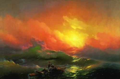 Russian:  «Девятый вал»The Ninth Wavetitle QS:P1476,ru:"Девятый вал"label QS:Lru,"Девятый вал"label QS:Len,"The Ninth Wave"label QS:Lde,"Die neunte Welle"label QS:Lfr,"La Neuvième Vague"label QS:Lfi,"Yhdeksäs aalto"label QS:Lit,"La nona onda" — Ivan Aivazovsky