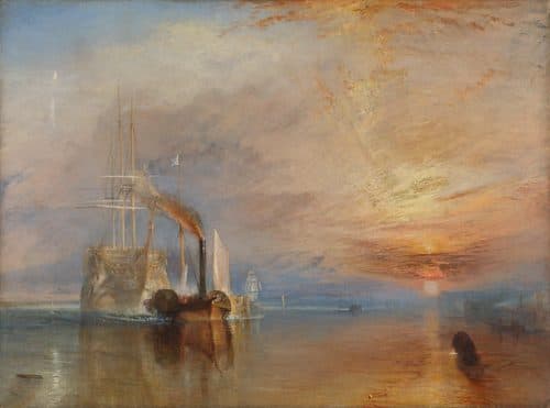 The Fighting Temeraire tugged to her last berth to be broken up, 1838 label QS:Lfr,"Le Dernier Voyage du Téméraire"label QS:Len,"The Fighting Temeraire tugged to her last Berth to be broken up" — J.M.W. Turner