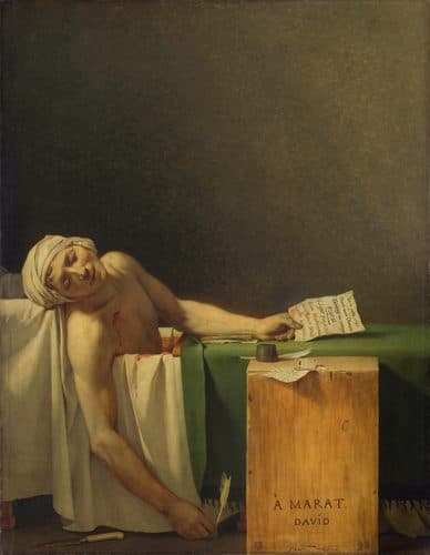 French:  La Mort de Marat The Death of Marat.label QS:Les,"La muerte de Marat."label QS:Lfr,"Marat, Martyr de la Revolution."label QS:Len,"The Death of Marat."label QS:Lde,"Der Tod des Marat."label QS:Lit,"La morte di Marat."label QS:Ltr,"Marat'ın Ölümü." — Jacques-Louis David