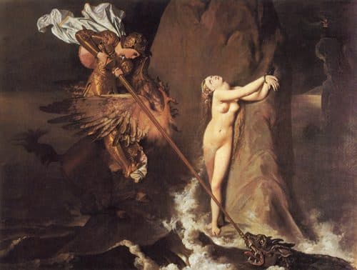 Ruggiero Rescuing Angelica (cf. Category:Perseus and Andromeda). — Jean-Auguste-Dominique Ingres