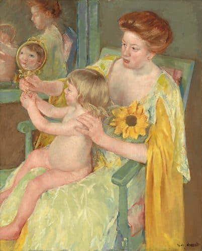Mother and Child renamed Woman with a Sunflower — Mary Cassatt