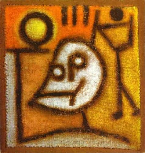 German:  Tod und FeuerDeath and Firetitle QS:P1476,de:"Tod und Feuer"label QS:Lde,"Tod und Feuer"label QS:Lfr,"Mort et Feu"label QS:Len,"Death and Fire" — Paul Klee