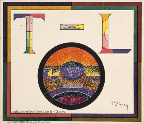 Application of Charles Henry's Chromatic Circle; Théâtre-Libre playbill of January 31, 1889 — Paul Signac