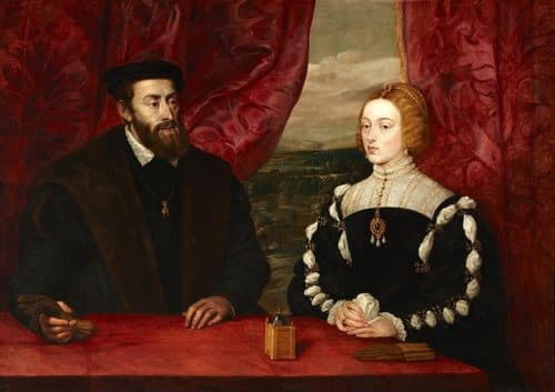 Spanish:  El emperador Carlos V y la emperatriz Isabel de Portugal Charles V and Empress Isabella of Portugallabel QS:Les,"El emperador Carlos V y la emperatriz Isabel de Portugal"label QS:Len,"Charles V and Empress Isabella of Portugal" — Peter Paul Rubens