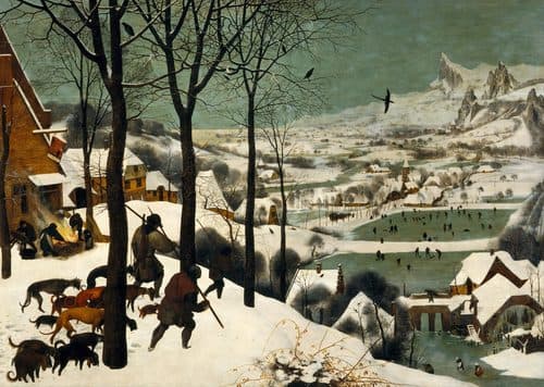 Polish:  Myśliwi na śniegu monthly cycle, scene: The Hunters in the Snow (winter)label QS:Len,"monthly cycle, scene: The Hunters in the Snow (winter)"label QS:Lde,"Zyklus der Jahreszeitenbilder, Szene: Heimkehr der Jäger (Winter)"label QS:Lfr,"Cycle des mois:Les chasseurs dans la neige (hiver)"label QS:Lpl,"Myśliwi na śniegu"label QS:Lnl,"De seizoenen van het jaar: De terugkeer van de jagers (winter)" — Pieter Bruegel the Elder