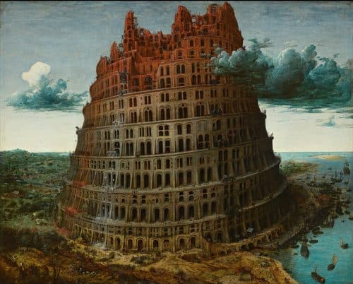 The building of the tower of Babel (Genesis 11:3-5) title QS:P1476,en:"The building of the tower of Babel (Genesis 11:3-5) "label QS:Len,"The building of the tower of Babel (Genesis 11:3-5) "label QS:Lit,"Torre di Babele"label QS:Lja,"バベルの塔 (ブリューゲル、1568年)"label QS:Lfr,"La Tour de Babel"label QS:Lhe,"מגדל בבל הקטן"label QS:Lnn,"Babels tårn"label QS:Lnb,"Babels tårn"label QS:Lnl,"De Toren van Babel"label QS:Llv,""Mazais" Bābeles tornis"label QS:Lcy,"Tŵr Babel"label QS:Len-gb,"The Tower of Babel"label QS:Lhy,"Բաբելոնյան աշտարակ"label QS:Lde,"Kleiner Turmbau zu Babel" — Pieter Bruegel the Elder