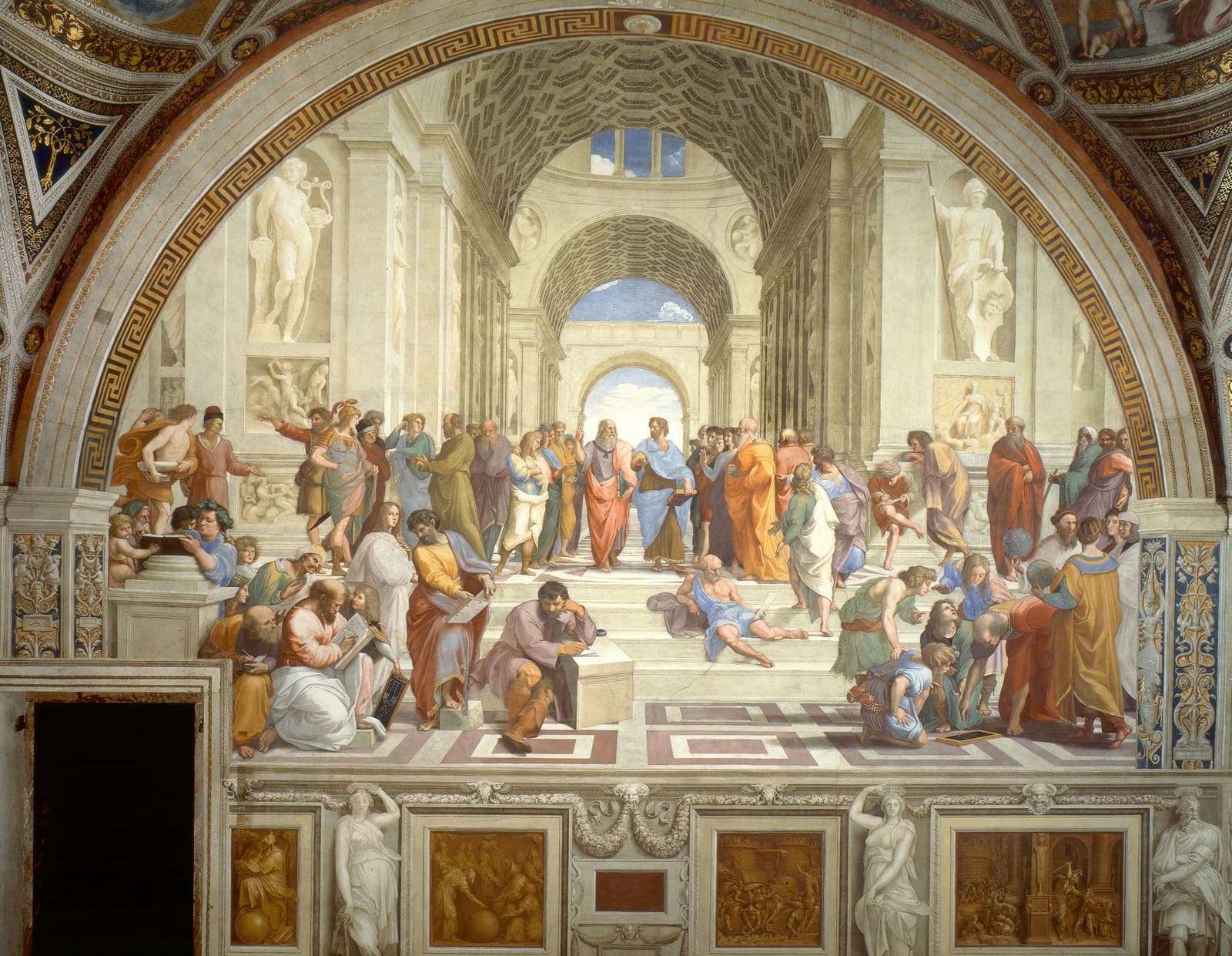 Italian:  Scuola di Atene The School of Athenstitle QS:P1476,it:"Scuola di Atene "label QS:Lit,"Scuola di Atene "label QS:Les,"La escuela de Atenas"label QS:Lis,"Skólinn í Aþenu"label QS:Lms,"Sekolah Athens"label QS:Lbg,"Атинската школа"label QS:Lro,"Școala din Atena"label QS:Lzh-hk,"雅典學院"label QS:Lsk,"Aténska škola"label QS:Loc,"Escòla d'Atèna"label QS:Lzh-hant,"雅典學院"label QS:Lzh-cn,"雅典学院"label QS:Lko,"아테네 학당"label QS:Leo,"La Lernejo de Ateno"label QS:Lcs,"Athénská škola"label QS:Lbs,"Atinska škola"label QS:Lbn,"স্কুওলা দি আতেনে"label QS:Lfr,"L'École d'Athènes"label QS:Ljv,"Sekolah Aténa"label QS:Lhr,"Atenska škola"label QS:Lvi,"Trường Athena"label QS:Llv,"Atēnu skola"label QS:Lsr,"Атинска школа"label QS:Lzh-sg,"雅典学院"label QS:Lnb,"Skolen i Athen"label QS:Laz,"Afina məktəbi"label QS:Lckb,"قوتابخانەی ئەتینا"label QS:Len,"The School of Athens"label QS:Lar,"مدرسة أثينا"label QS:Lhu,"Az athéni iskola"label QS:Leu,"Atenasko Eskola"label QS:Lru,"Афинская школа"label QS:Lcy,"Ysgol Athen"label QS:Lsq,"Shkolla e Athinës"label QS:Lfa,"مکتب آتن"label QS:Lzh,"雅典學院"label QS:Lda,"Skolen i Athen"label QS:Lka,"ათენის სკოლა"label QS:Lja,"アテナイの学堂"label QS:Lia,"Le Schola de Athenas"label QS:Larz,"مدرسة اثينا (لوحه)"label QS:Lhe,"אסכולת אתונה"label QS:Lla,"Schola Atheniensis"label QS:Lfi,"Ateenan koulu"label QS:Lhyw,"Աթենքի դպրոց"label QS:Lta,"ஏதென்சு கல்விக்கூடம்"label QS:Let,"Ateena kool"label QS:Lsr-el,"Atinska škola"label QS:Lel,"Η Σχολή των Αθηνών"label QS:Luk,"Афінська школа"label QS:Ltr,"Atina Okulu"label QS:Lhy,"Աթենքի դպրոց"label QS:Lpt,"Escola de Atenas"label QS:Lmt,"L-Iskola ta' Ateni"label QS:Lbe,"Афінская школа"label QS:Lsr-ec,"Атинска школа"label QS:Llt,"Atėnų mokykla"label QS:Lsl,"Atenska šola"label QS:Ltl,"Paaralan ng Atenas"label QS:Lde,"Die Schule von Athen"label QS:Lsh,"Atenska škola"label QS:Lth,"โรงเรียนแห่งเอเธนส์"label QS:Lpl,"Szkoła Ateńska"label QS:Lsv,"Skolan i Aten"label QS:Lnl,"School van Athene"label QS:Lid,"Mazhab Athena"label QS:Lmk,"Атинската школа"label QS:Lsco,"The Schuil o Athens"label QS:Lnew,"एथेन्सया ब्वनेकुथि"label QS:Lca,"L'escola d'Atenes"label QS:Lzh-hans,"雅典学院"label QS:Lzh-tw,"雅典學院" — Raphael