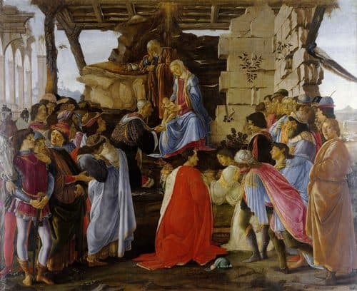 Adoration of the Magi title QS:P1476,en:"Adoration of the Magi "label QS:Len,"Adoration of the Magi "label QS:Les,"Adoración de los Magos"label QS:Lca,"Adoració dels Reis Mags"label QS:Lde,"Anbetung der Heiligen drei Könige"label QS:Lbe,"Пакланенне мудрацоў"label QS:Lfa,"ستایش مغان (بوتیچلی)"label QS:Lzh,"三博士来朝 (波提切利)"label QS:Lda,"Kongernes tilbedelse"label QS:Ltr,"Müneccim Kralların Tapınması"label QS:Lja,"東方三博士の礼拝"label QS:Larz,"سجود المجوس (لوحه)"label QS:Lhe,"הערצת המאגים"label QS:Lko,"동방박사의 경배"label QS:Lit,"Adorazione dei Magi"label QS:Lbn,"আদোরাসিওনে দেই মাজি (বত্তিচেল্লি, ১৪৭৫)"label QS:Lfr,"L'Adoration des mages"label QS:Lpt,"A Adoração dos Magos"label QS:Lmt,"Adorazzjoni tal-Maġi"label QS:Lsl,"Poklon Svetih treh kraljev"label QS:Lhy,"Մոգերի երկրպագություն"label QS:Lth,"การนมัสการของโหราจารย์"label QS:Lpl,"Pokłon Trzech Króli (obraz Sandra Botticellego)"label QS:Lml,"അഡോറേഷൻ ഓഫ് ദി മാഗി (ബോട്ടിസെല്ലി, 1475)"label QS:Lnl,"Aanbidding der Koningen"label QS:Lcs,"Klanění tří králů"label QS:Lbg,"Поклонението на влъхвите (Ботичели)"label QS:Lcy,"Addoliad y Doethion"label QS:Lsk,"Klaňanie troch kráľov (Botticelli, 1475)"label QS:Lgl,"A Adoración do Magos"label QS:Lsv,"Konungarnas tillbedjan"label QS:Lbr,"Adorazione dei Magi"label QS:Lru,"Поклонение волхвов" — Sandro Botticelli