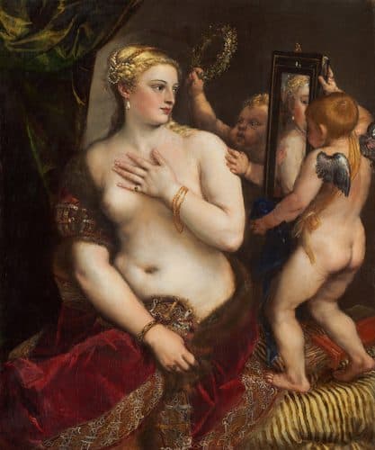 Venus with a Mirror title QS:P1476,en:"Venus with a Mirror "label QS:Len,"Venus with a Mirror "label QS:Les,"Venus del espejo"label QS:Lfr,"Vénus au miroir"label QS:Lcv,"Венера тĕкĕр умĕнче"label QS:Lru,"Венера перед зеркалом"label QS:Lde,"Venus mit Spiegel"label QS:Len-gb,"Venus with a Mirror"label QS:Lhy,"Հայելիով Վեներան"label QS:Lzh,"照鏡子的維納斯"label QS:Lsl,"Venera z ogledalom"label QS:Lja,"鏡を見るヴィーナス"label QS:Lpl,"Wenus z lustrem"label QS:Lhe,"ונוס עם מראה"label QS:Lit,"Venere allo specchio"label QS:Lmk,"Венера пред огледало"label QS:Lfa,"ونوس در برابر آینه"label QS:Lbr,"Gwener he melezour"label QS:Lar,"فينوس ومرآة" — Titian